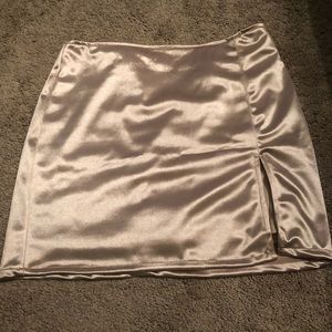 Champagne satin mini skirt